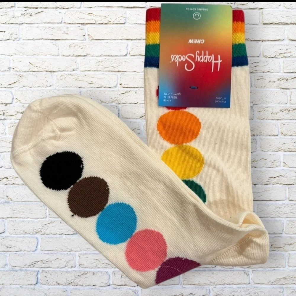NWT Happy Socks Gender Neutral Pride Colorful Crew Socks